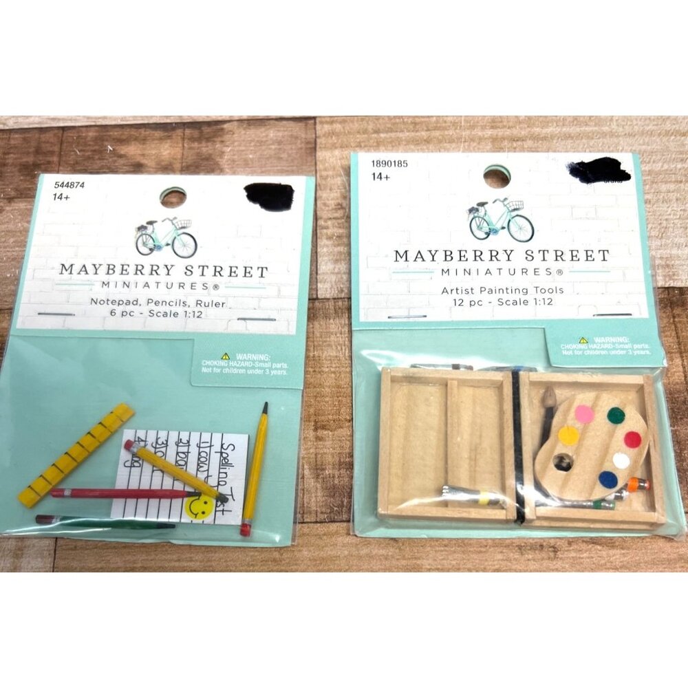 Mayberry Street Miniatures Artist Painting Tools Stationery Set 1:12 Scale 18 Pc